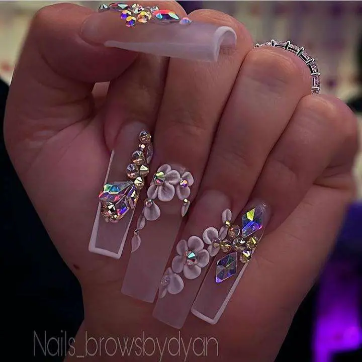 Dim Clear French Glamorous Nails For Birthday