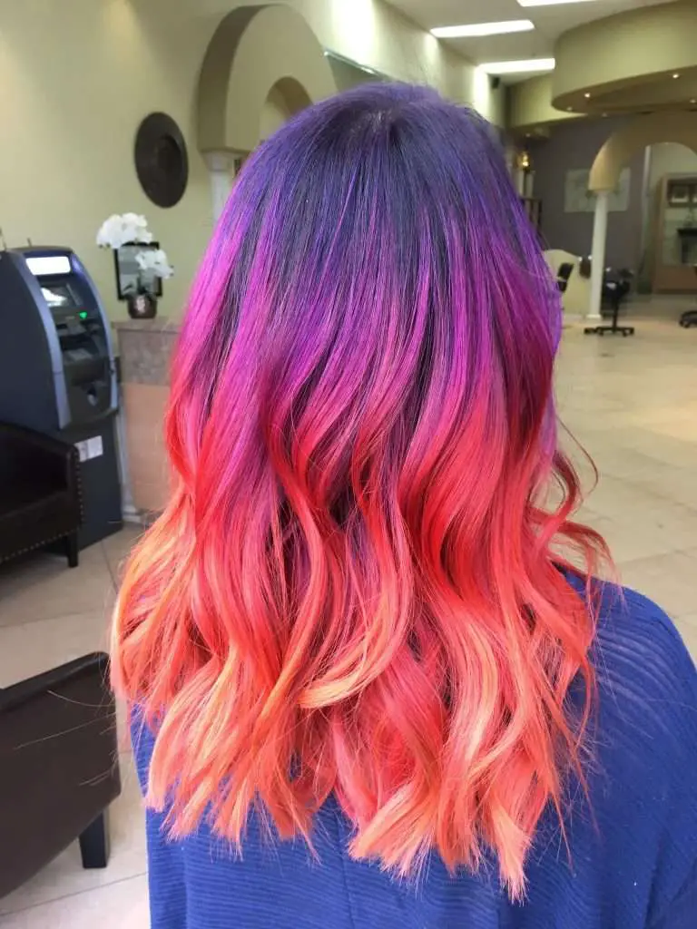 Hot Sunset Pink And Purple Hair