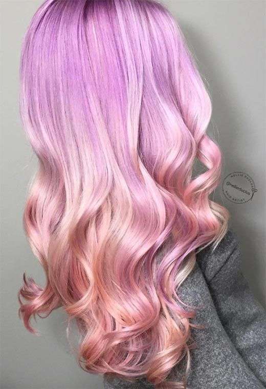 Lovely Lilac Dip Dye Pink And Purple Hair