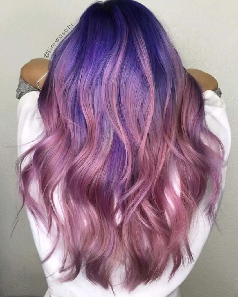 Stunning Balayage Pink And Purple Hair