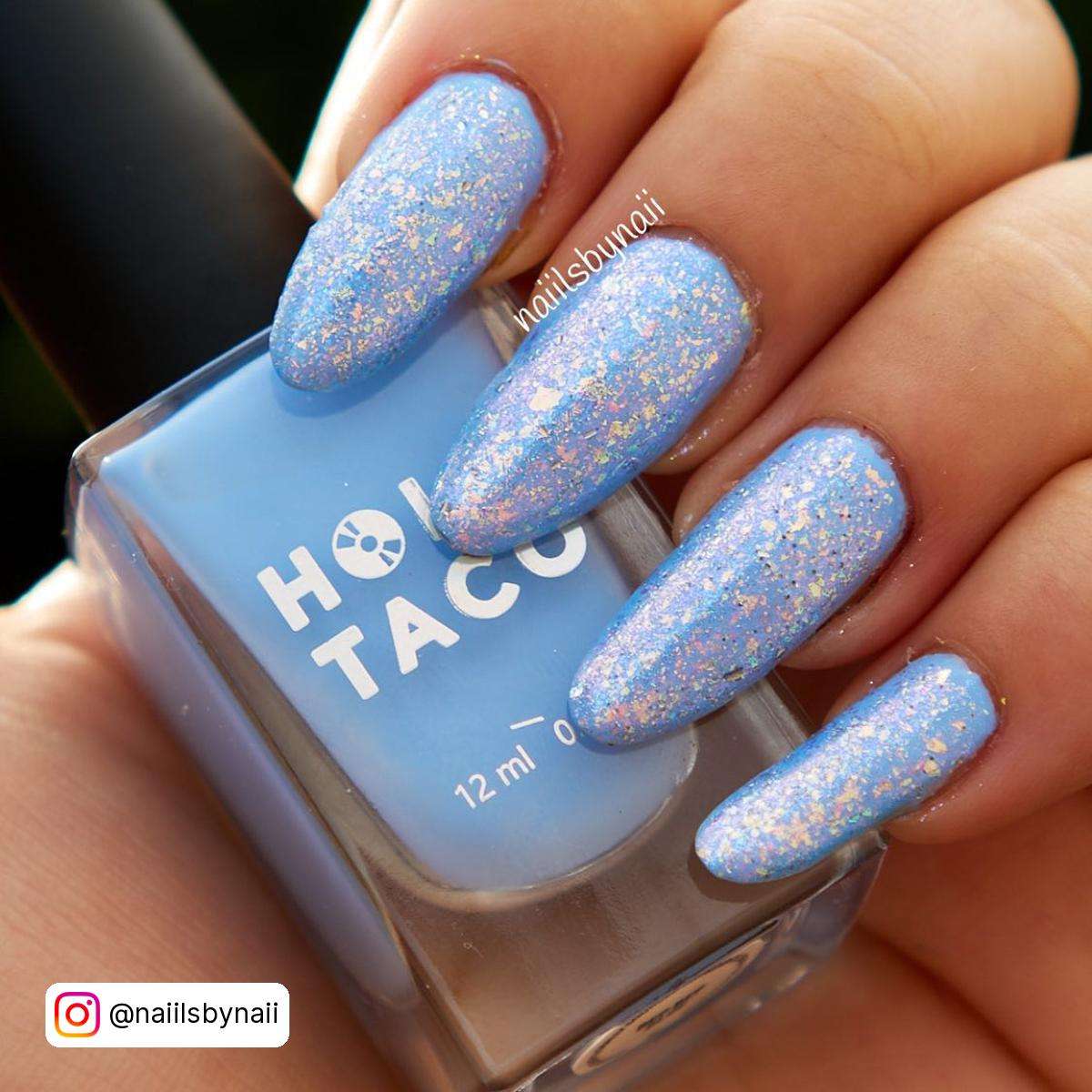 Blue Glitter Cinderella Nails