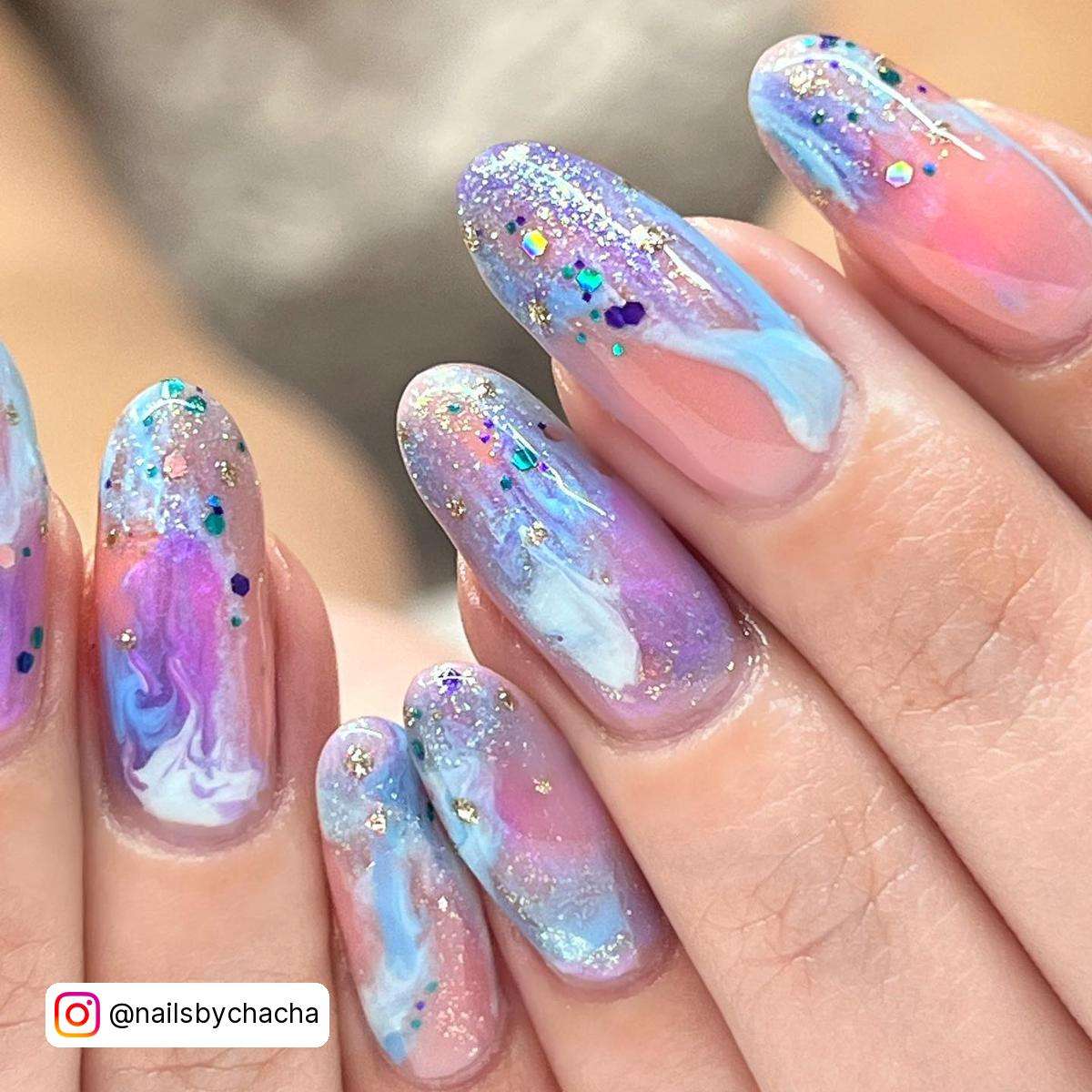 Cinderella Inspired Marbled Nails