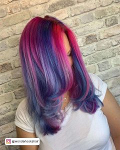 Dark Pink, Ash Lilac Purple And Ash Blue Colored My Little Pony Hair