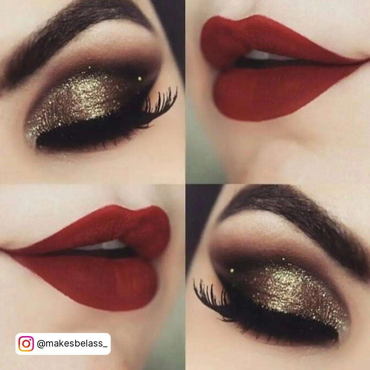 Gold And Red Makeup Look