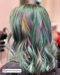 Light Blue Ash Pastel Hair With Lilac And Yellow Streaks