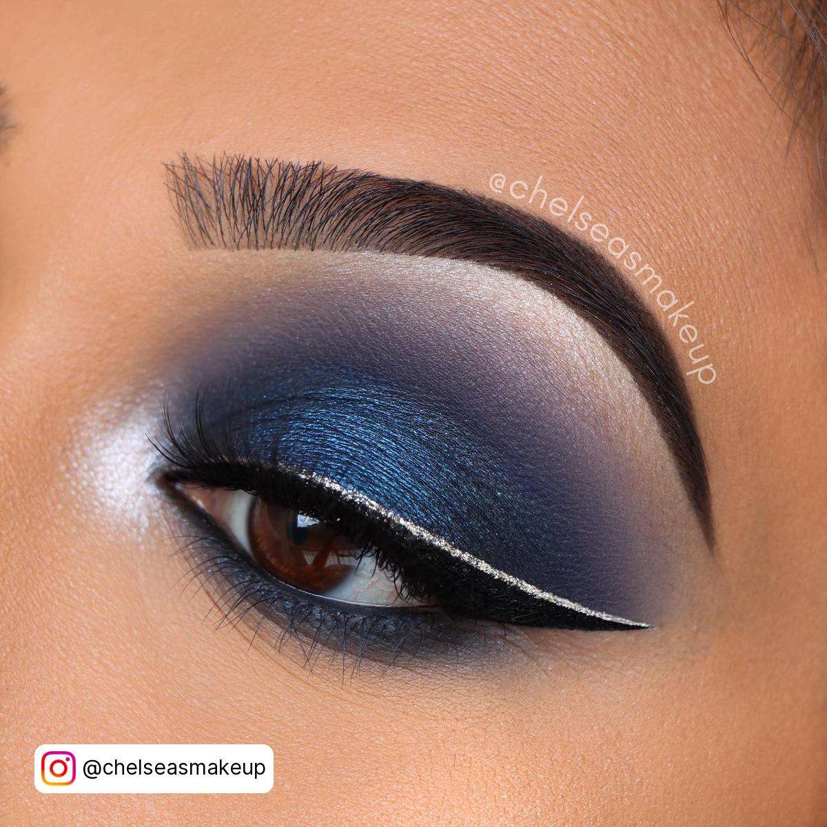 Midnight Blue And Silver Eye Makeup