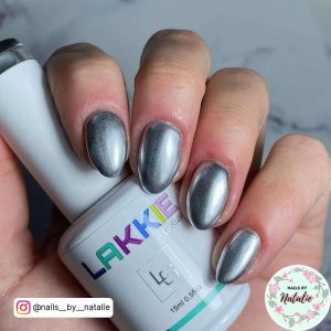 Oval Silver Chrome Nails