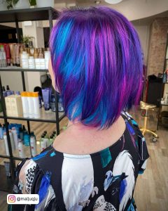 Short Purple Hair With Blue And Pink Colored Sections My Little Pony Hair