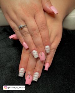 Acrylic Pink And White Nails For A Fun Look