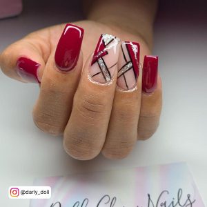 Acrylic Spring Nails In Blood Red Design