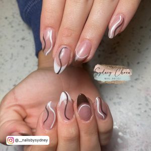Black And White French Nails In Marble Design