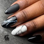 Black And White Marble Nails For A Gothic Look