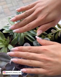 Chic Ombre White Tip Nails Over Leaves
