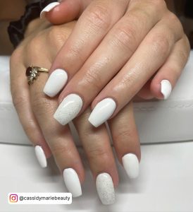 Coffin White Nails Short And Simple