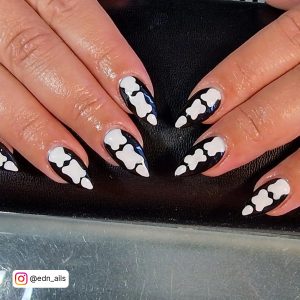 Cute Horror Black And White Stiletto Nails