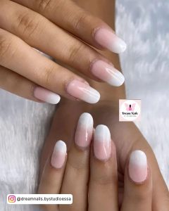 Easy Natural Nude To White Ombre Nails Over White Fur
