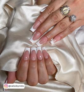 French White Tip Nails On Silk