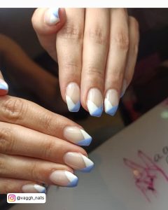 Gorgeous Half Blue Half White French Tip Nails