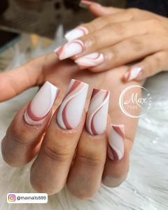 Long And Square White Marble Coffin Nails