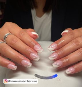 Nails White And Pink For Office