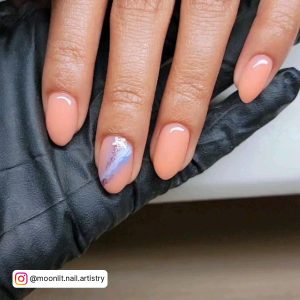 Natural Accent Pink Blue And White Nails On Leather Gloves