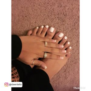 Natural White French Tips And Toe Nails