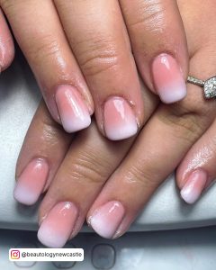 Natural White Ombre Short Nails Over Uv Gel Nail Dryer