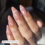 Nude And White Nail Designs On Almond Nails