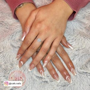 Nude And White Nail On A Furry Mat