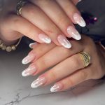 Nude Nails White Tips In The Form Of Droplets
