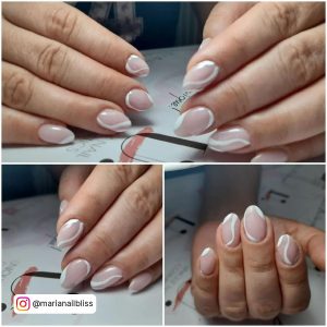 Nude Nails With White Outline Cute And Sassy