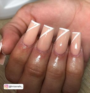 Nude White Nail Color With A Glossy Coat