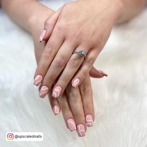 Nude White Nail Designs On A Furry Mat