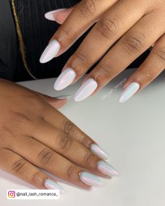 Pearly White Almond Nails