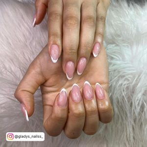 Pink And White Nail Ideas In Oval Shape