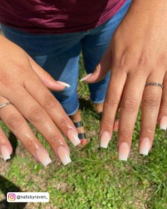 Pink And White Nails Ombre For Outdoor Looks