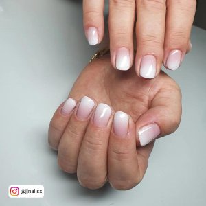 Pink And White Ombre Nails Short For Cute Look