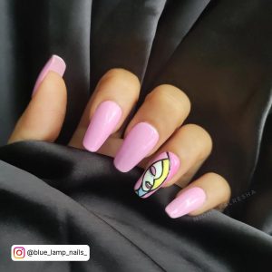 Pink &Amp; White Nails With One Finger In Different Design