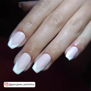 Pink White Tip Nails For A Simple Look