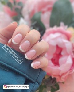 Quick And Easy Natural White Nail Tips With Flowers In The Brackground