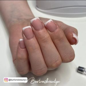 Short Brown Nails With White Tips