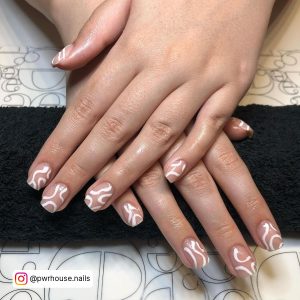 Short White Gel Nail Designs With Swirls