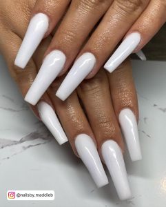 Simple Coffin White Acrylic Nails