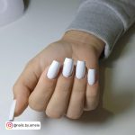 Simple White Square Tip Nails