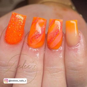 Spring Acrylic Nail Ideas In Orange Color