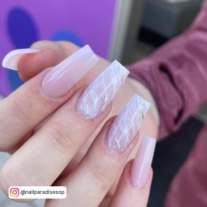 Spring Color Nail Designs With White Design On Two Fingers