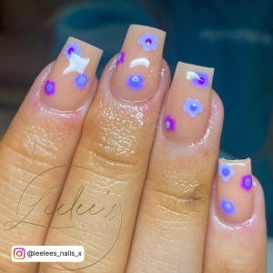 Spring Flower Nail Design In Blue And Purple