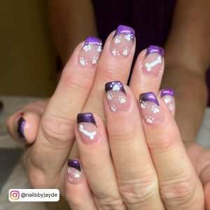 Spring French Tip Nail Designs With Paw Designs