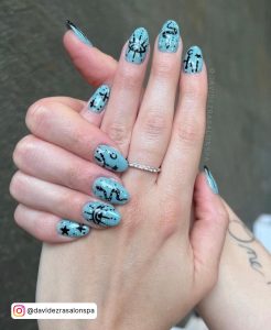 Spring Nails Blue Springs With Black Design