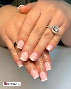 Thin White French Tip Nails With Light Pink Base